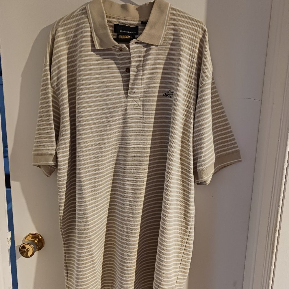Greg Norman Golf Shirt XXL, Play dry, Cream, Brown